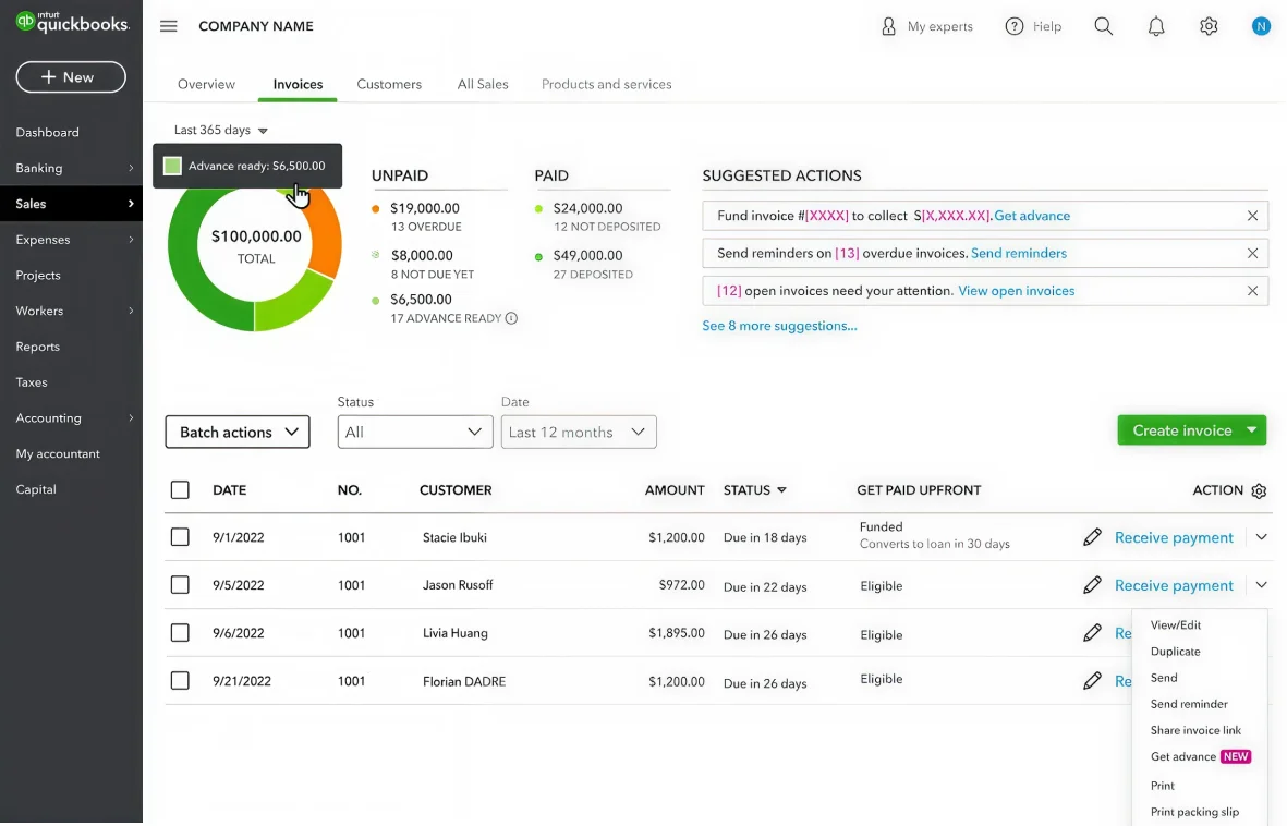 QuickBooks Get Paid Upfront